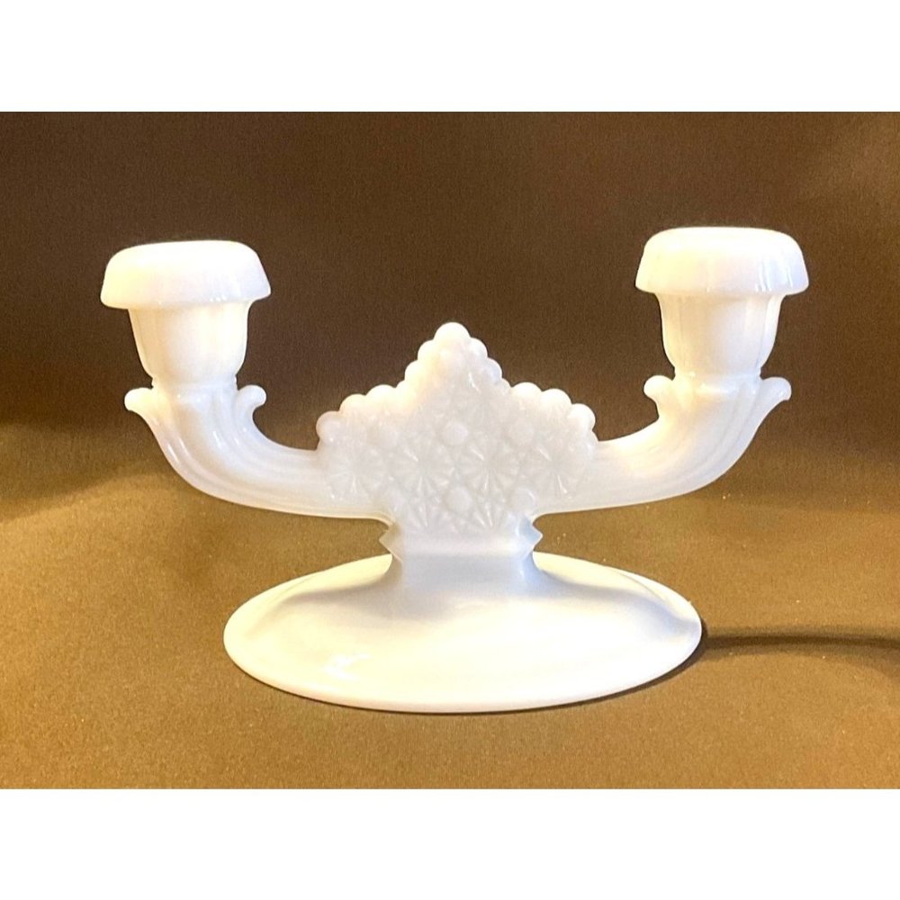 Beautiful Milk Glass Tapered Candlestick Holder Perfect For Wedding Union!